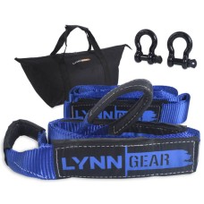 LYNN GEAR - 2PK Tow & Recovery Strap (32,000+ LB Break Strength) & D Ring Shackle Combo Kit | (1) 10' Strap, (1) 30' Strap, (2) Shackles & HD Tote | Vehicle Hauling Offroad for Pickups, ATV & Trucks!